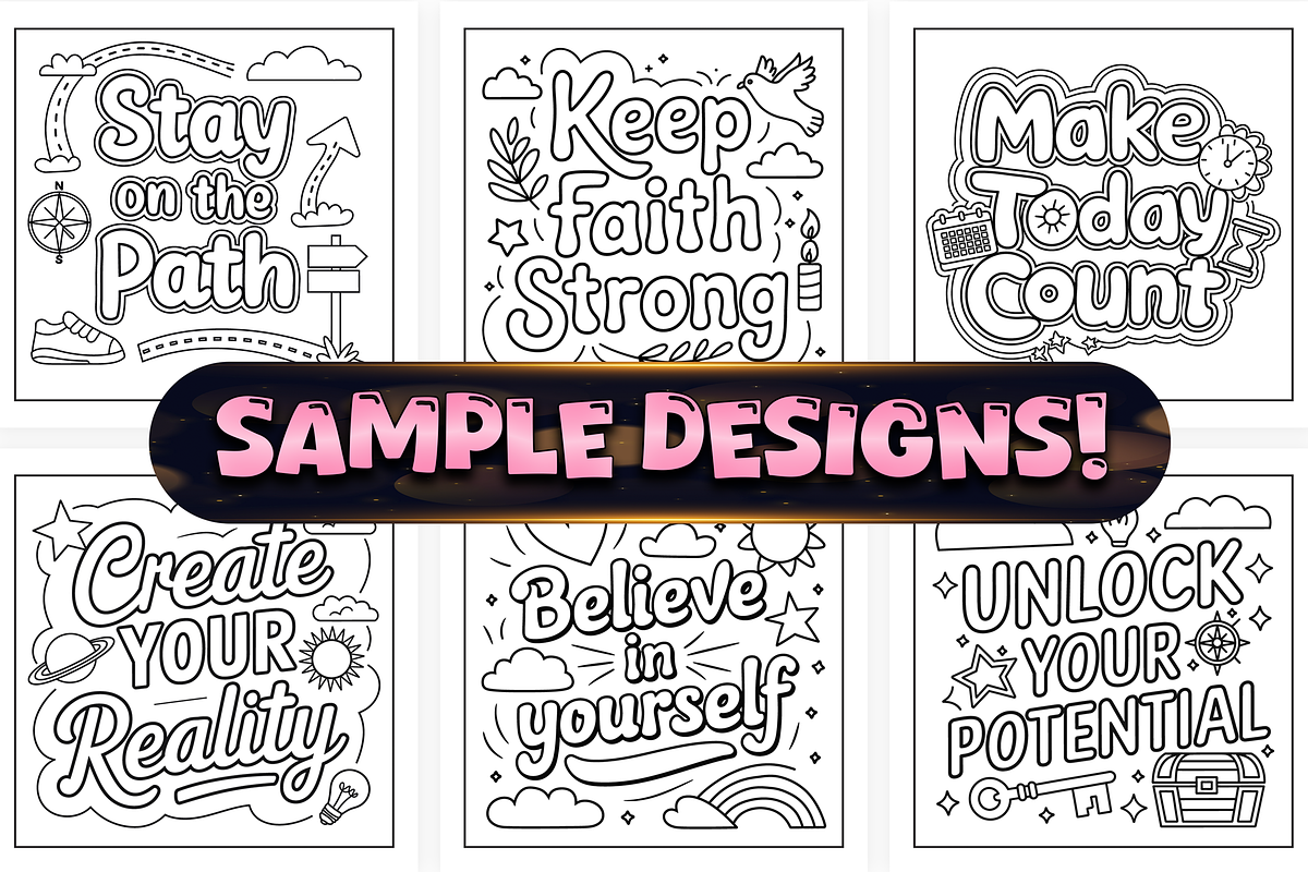 Easy Inspirational Words Coloring, a Decorative Illustration by Craftsbeefy (Photo 3 of 4)