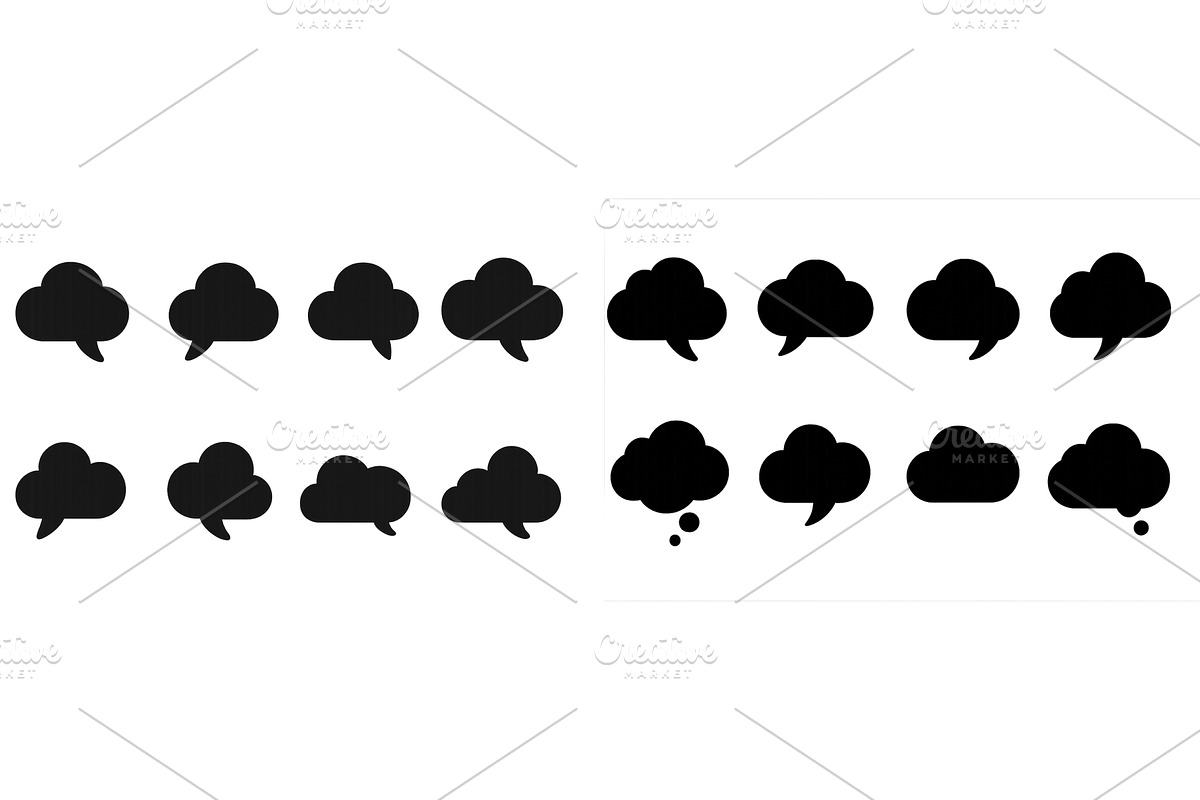 Collection of speech bubble icons in, an Illustration by ZinetroN