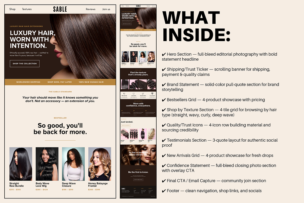 Hair Extensions Website Template, a Landing Page Template by wekreatif (Photo 3 of 5)