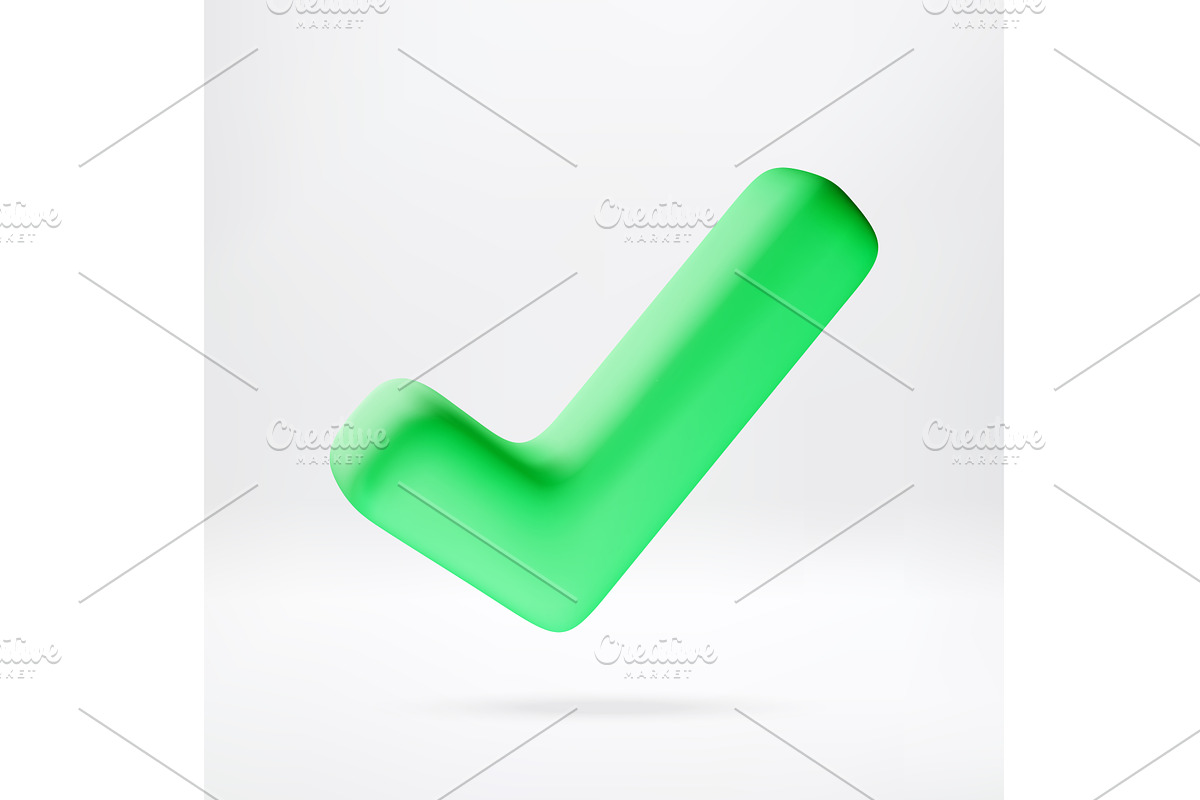 Green check mark symbol in 3d render, an Object Illustration by Abscent