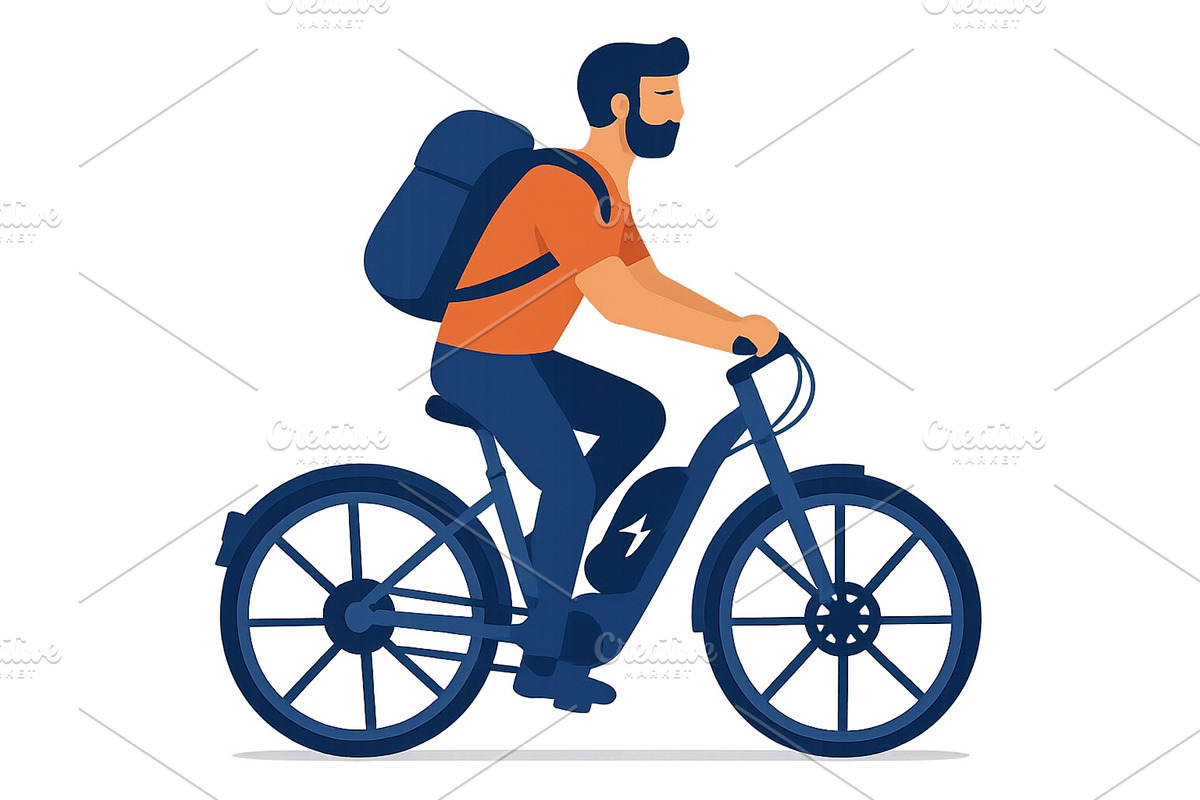 Cyclist riding an electric bike with, a Sport Illustration by ZinetroN