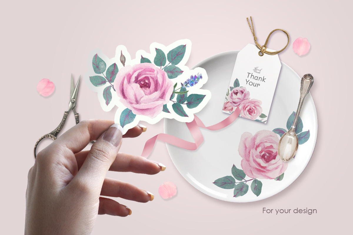Chic Roses.  Watercolor collection, a Graphic by oKOLOstyle (Photo 8 of 8)