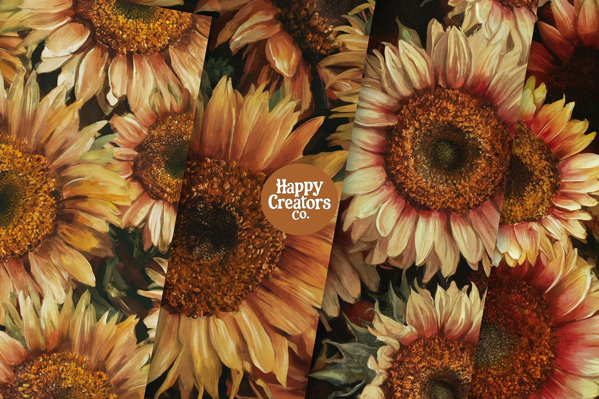 Sunflowers Melange Digital Papers #1, a Pattern Graphic by Happy Creators Co. (Photo 6 of 7)