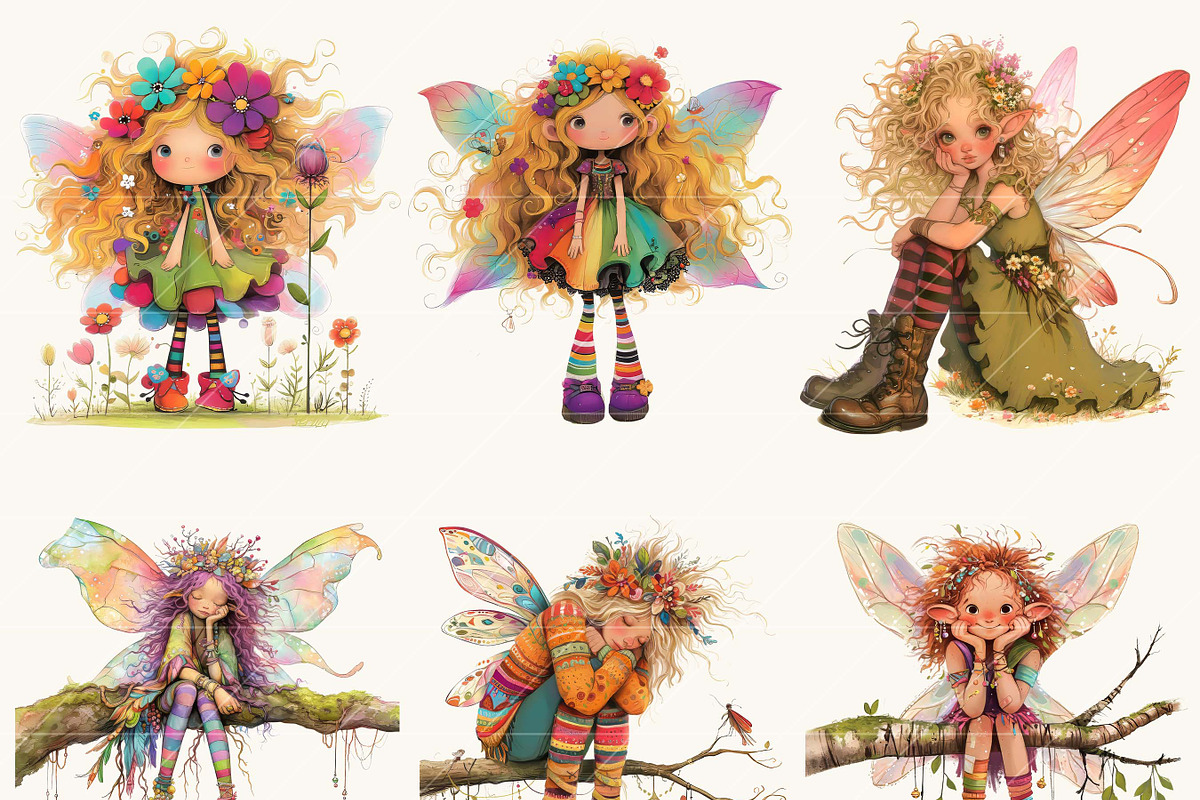 Watercolor Flower Fairy Girl Clipart, a Person Illustration by Design Scotch (Photo 4 of 7)