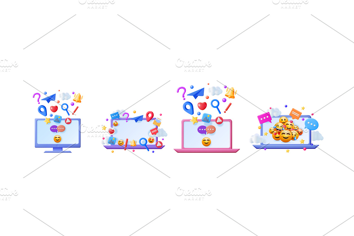 Set of 3d vector illustrations of, a Technology Illustration by Abscent