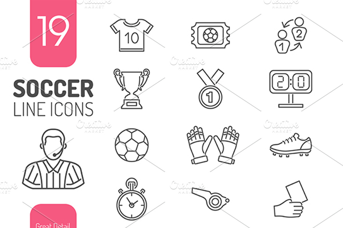 Soccer Icon Set, an Outline Icon by TAlex (Photo 3 of 6)