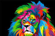 Lion colorful popart vector artwork, an Animal Illustration by weervector (Thumbnail 2 of 2)