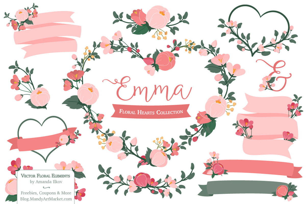 Rose Garden Floral Hearts, an Illustration by Amanda Ilkov (Photo 1 of 5)