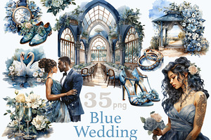 Blue Wedding PNG | Bride Clipart, a Person Illustration by GlamArtZhanna