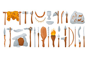 Primitive hunting and life tools, an Illustration by Valerie Bodnar