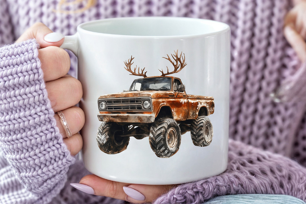 Christmas Monster Truck Sublimation, an Illustration by Pixels.Craft (Photo 6 of 6)