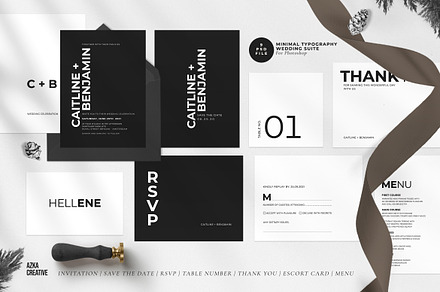 Minimal Typography Wedding Suite, an Invitation Template by Azka Creative