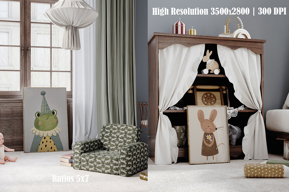 Vintage Nursery Frame Mockup Bundle, a Household Mockup by Artjafara (Photo 12 of 15)