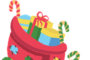 vintage Christmas bag with gifts, a Seasonal Illustration by JYa_Design (Thumbnail 1 of 3)