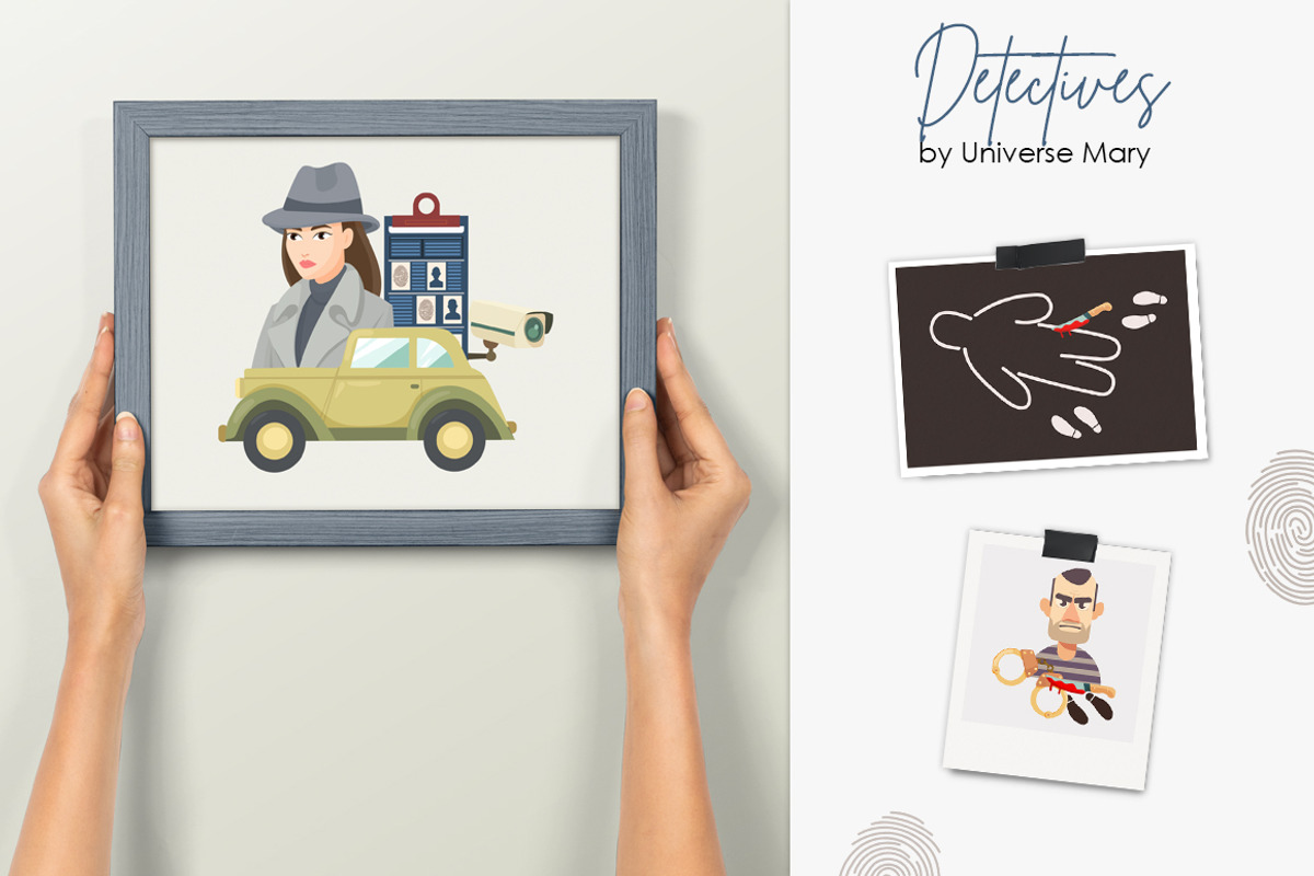 Detective Vector Clipart Set, a Work Illustration by Universe Mary (Photo 3 of 9)