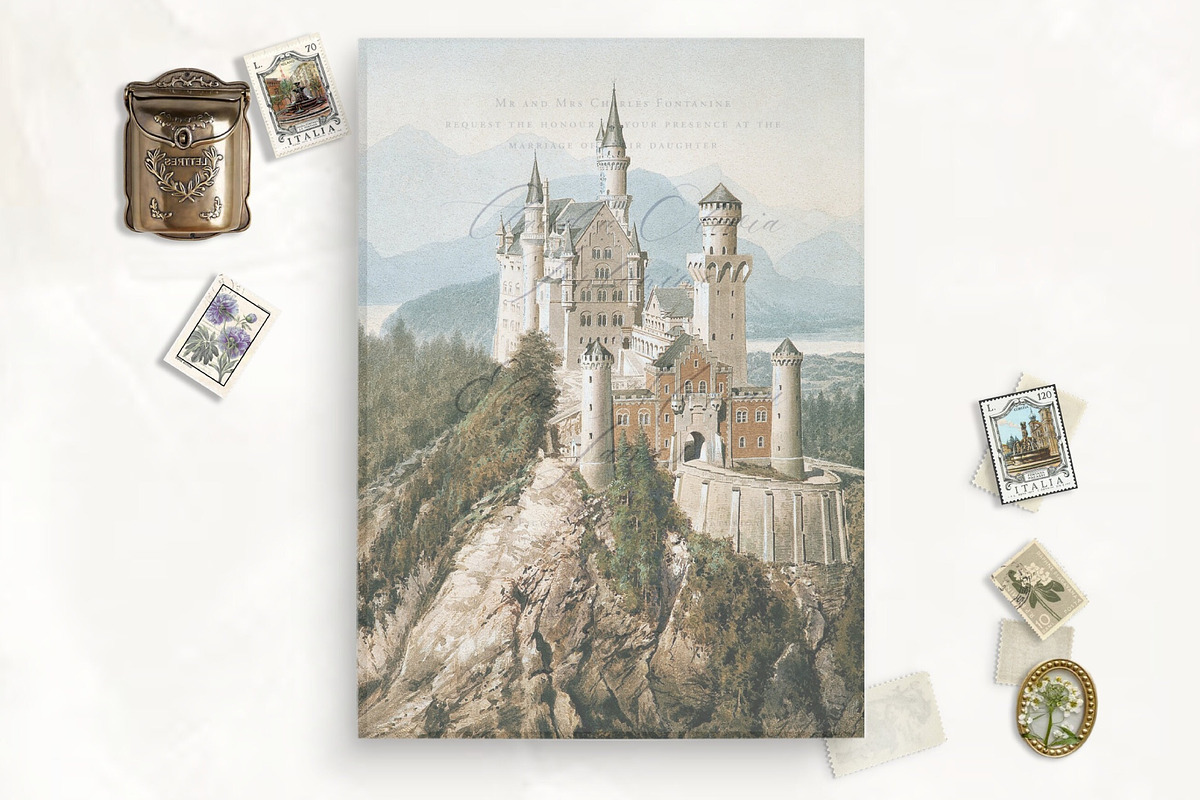 Castle Printable Vellum Overlay, a Stationery Template by SilverJoyAtelier (Photo 2 of 2)