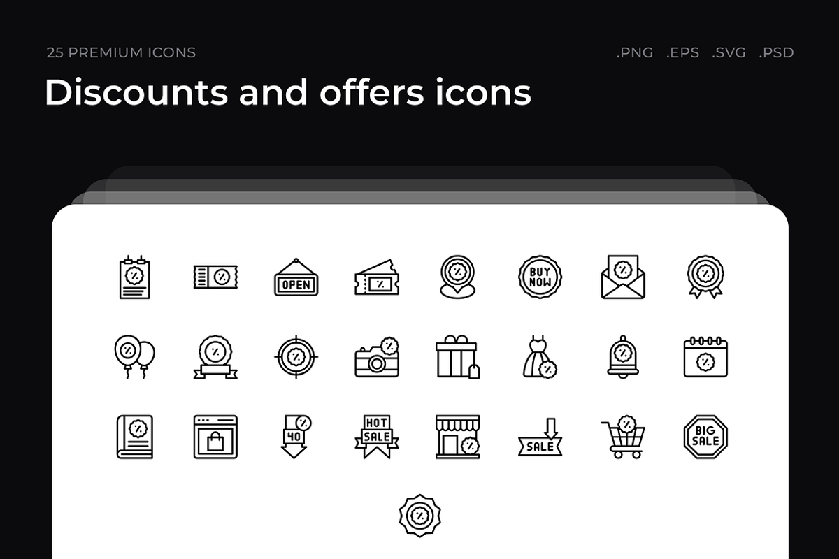 Discounts and offers icons, an Outline Icon by Wencory