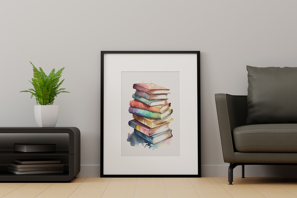 Books Watercolor Illustration, a Decorative Illustration by DigitalFad (Photo 3 of 3)