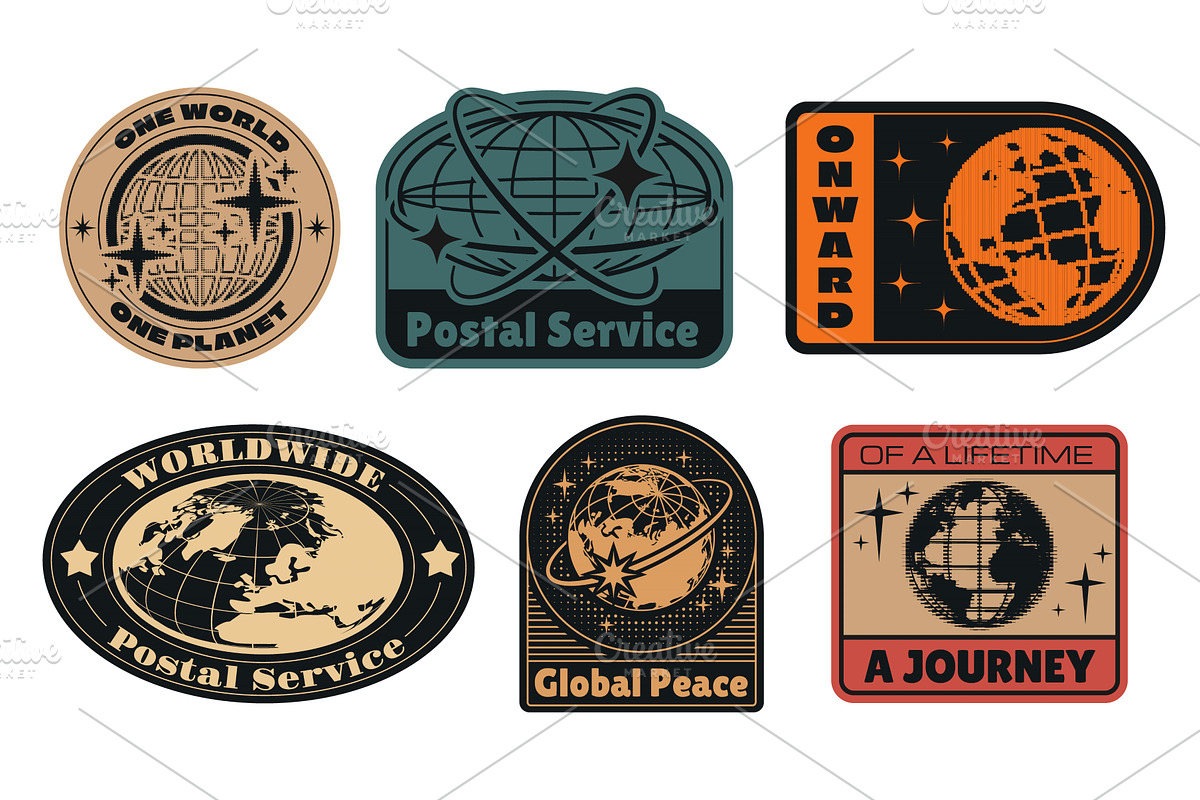 Y2k worldwide globe stickers set, an Object Illustration by art PVP - market