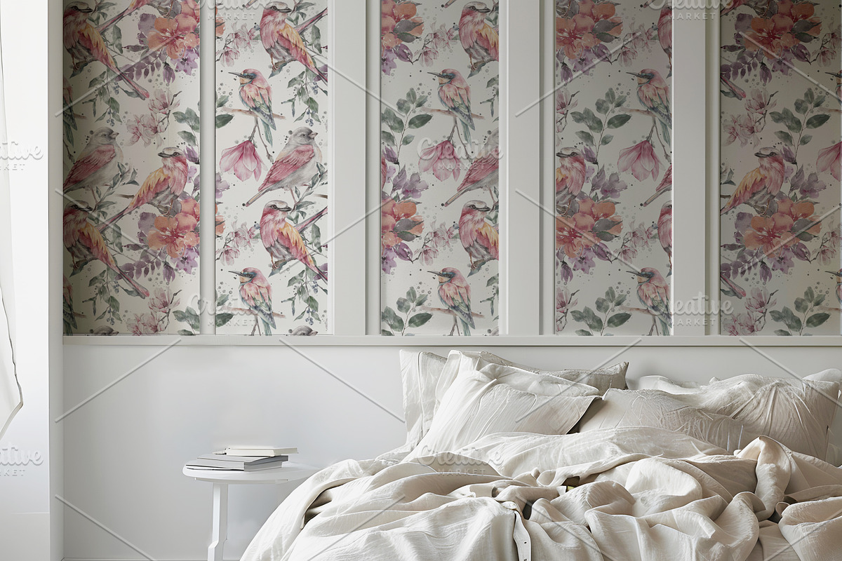 Wallpaper Bedroom Scene  Mockup, a Product Mockup by Nora Gad (Photo 4 of 24)