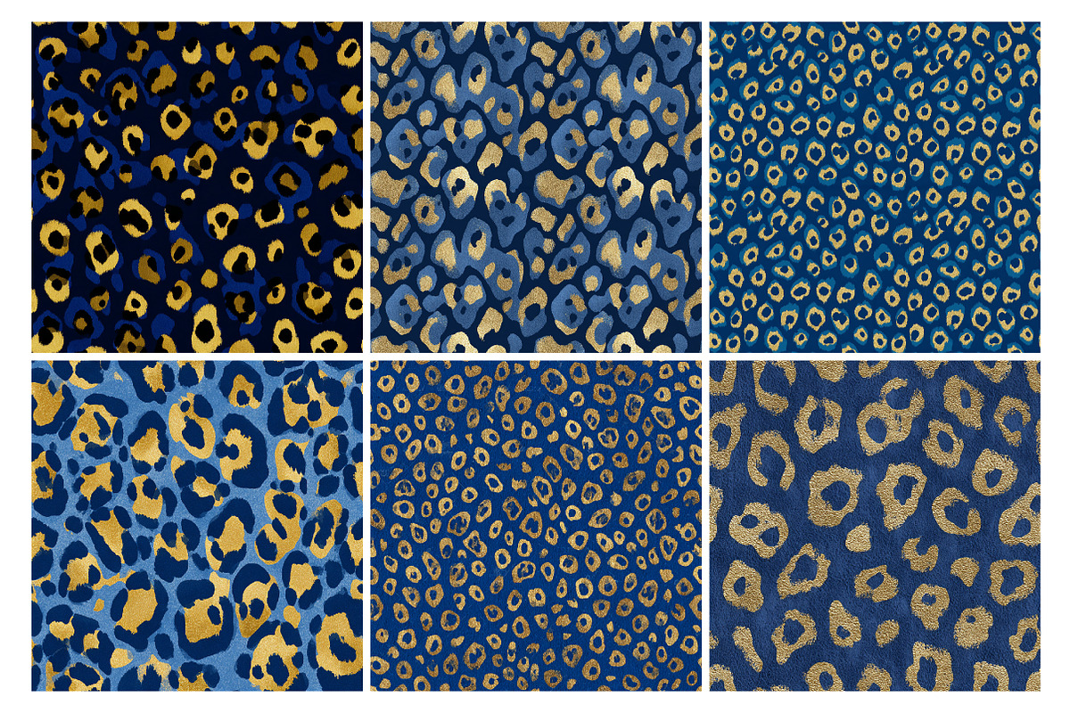 Blue and Gold Leopard Digital Paper, an Illustration by Daily.Designs (Photo 3 of 5)