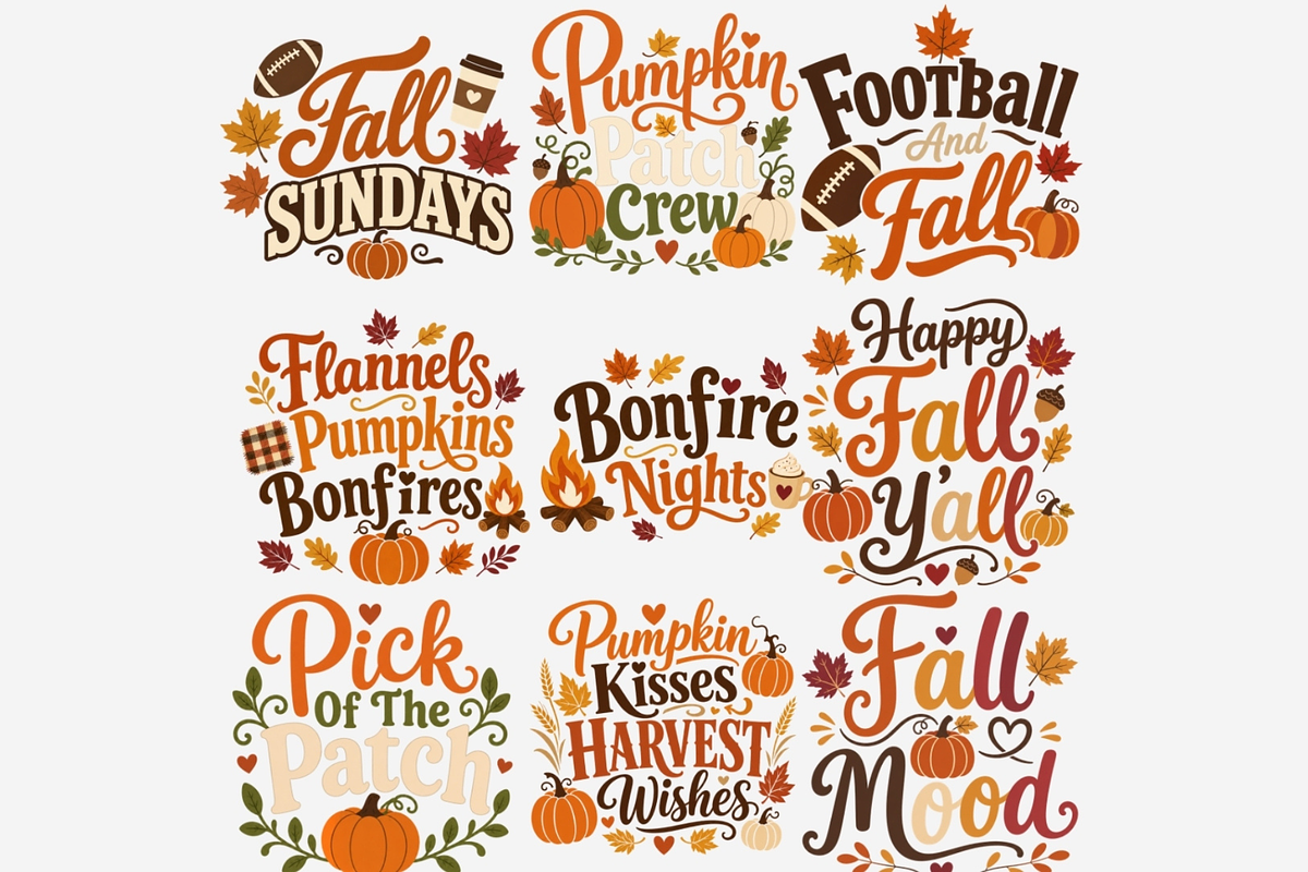 Autumn Phrases PNG Bundle, a Seasonal Illustration by Tanya Kart (Photo 8 of 11)