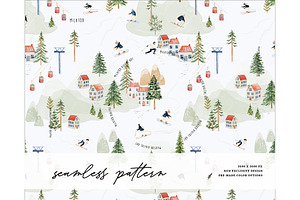 Ski Resort Mountains Snow pattern