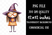 Halloween Cute Witch Clipart, an Illustration by Designking (Thumbnail 4 of 4)