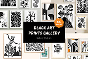 Black Abstract Botanical Wall Art, a Wallpaper Graphic by Helospace (Thumbnail 1 of 10)