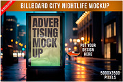 Billboard Mockup City Nightlife PSD, an Advertising Mockup by Bruno's Shop (Thumbnail 1 of 4)
