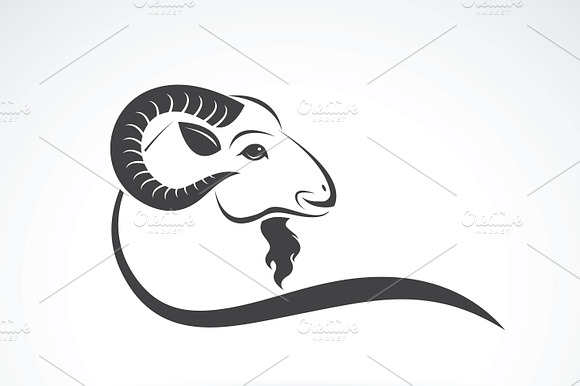 Vector Of A Goat Head Design. Animal
