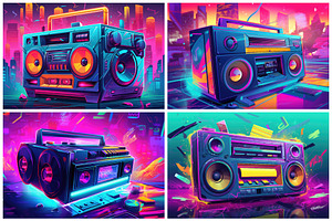 20 Colorful Boombox Illustrations