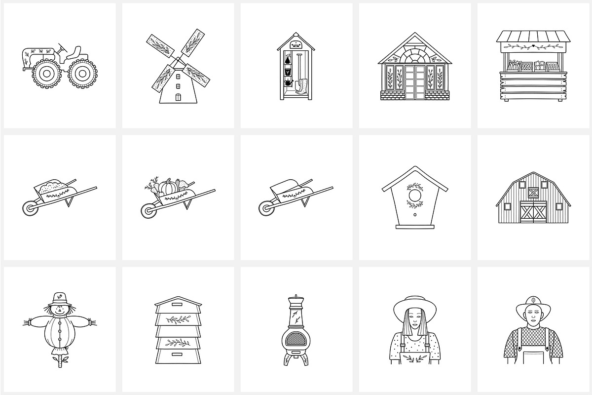 Farming & gardening line icon set, an Outline Icon by NatalieArtShop (Photo 2 of 16)