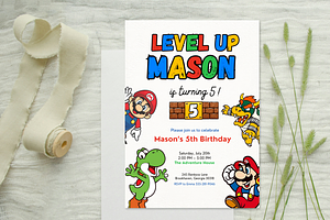 Super Mario Birthday Invitation