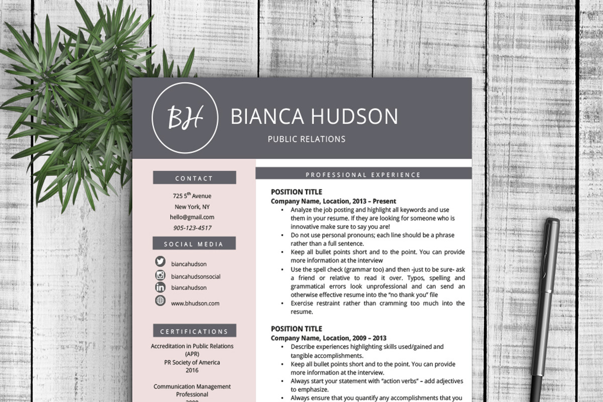 Resume Template Bianca, a Resume Template by Resume Template Shoppe (Photo 2 of 4)
