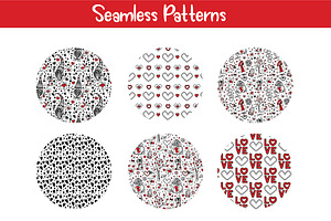 Valentine's Day 6 Seamless Patterns