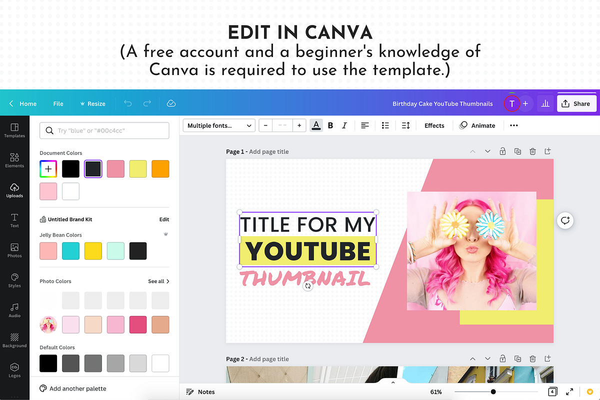 Cute YouTube Branding Kit for Canva, a Social Media Template by ltsdesigns (Photo 5 of 5)