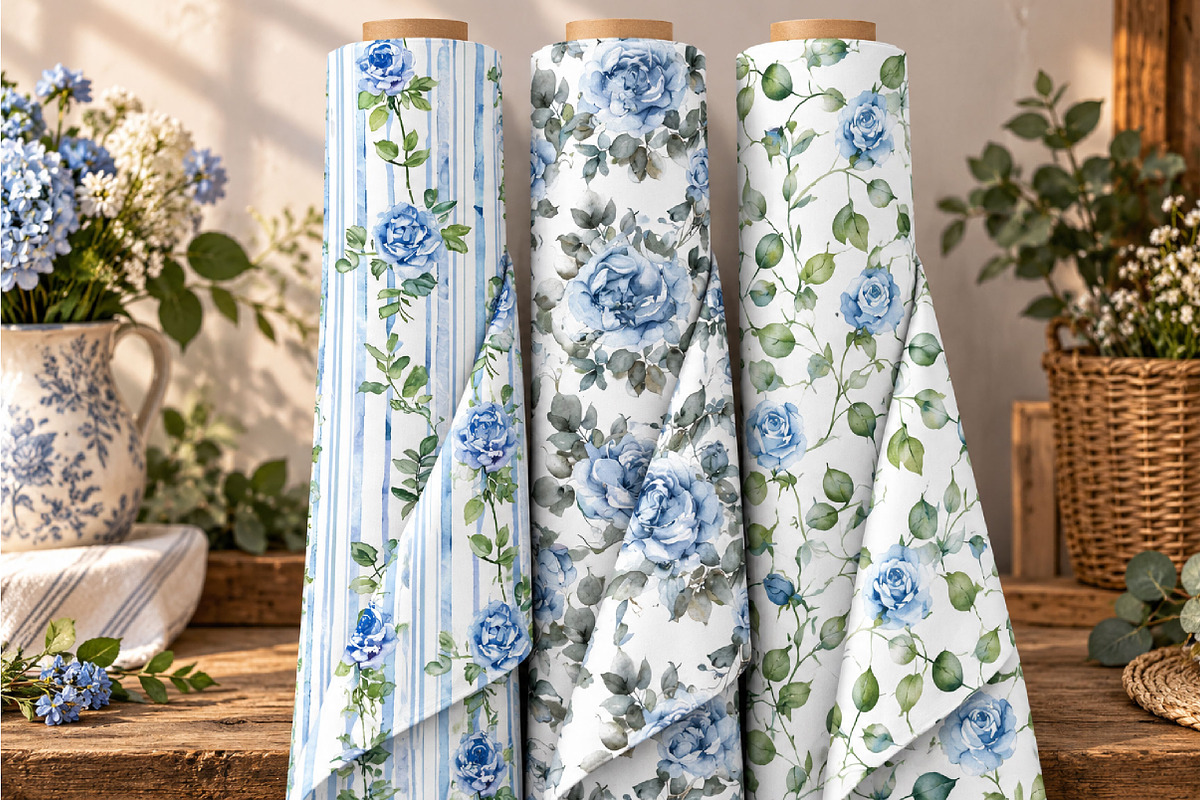 Watercolor Floral Patterns Set, a Pattern Graphic by DreamCafeArt (Photo 2 of 5)
