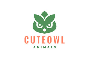 owlet bird head leaves nature logo, a Branding & Logo Template by devastd