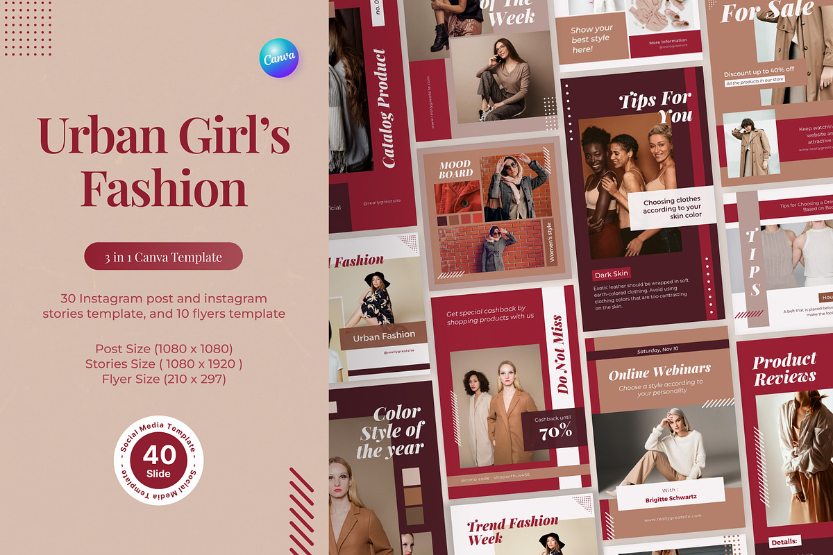 Urban Fashion 3in1 Canva Template, a Social Media Template by Brandearth RRGraph (Photo 1 of 11)