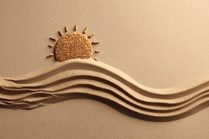 Minimal Sand Art Sunset with Wavy Beach Lines and Copy Space, a Nature Photo by José Manuel Gelpi