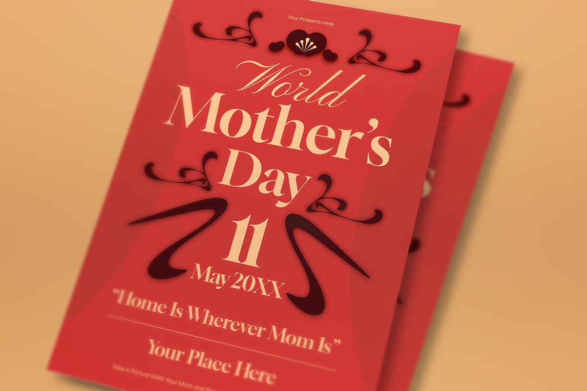 Red Vintage Mother's Day Flyer Set, a Flyer Template by graphicook (Photo 2 of 3)