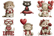 Whimsical Valentine Cats Clipart, an Illustration by DreamArtGraphic (Thumbnail 2 of 4)