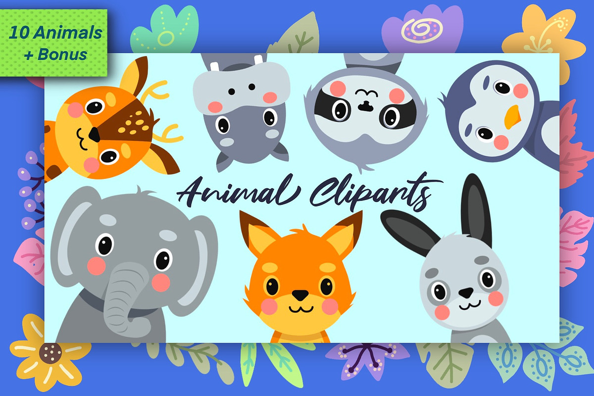Cute Animals Potrait Illustration 2, an Animal Illustration by Vectorheroes (Photo 1 of 8)