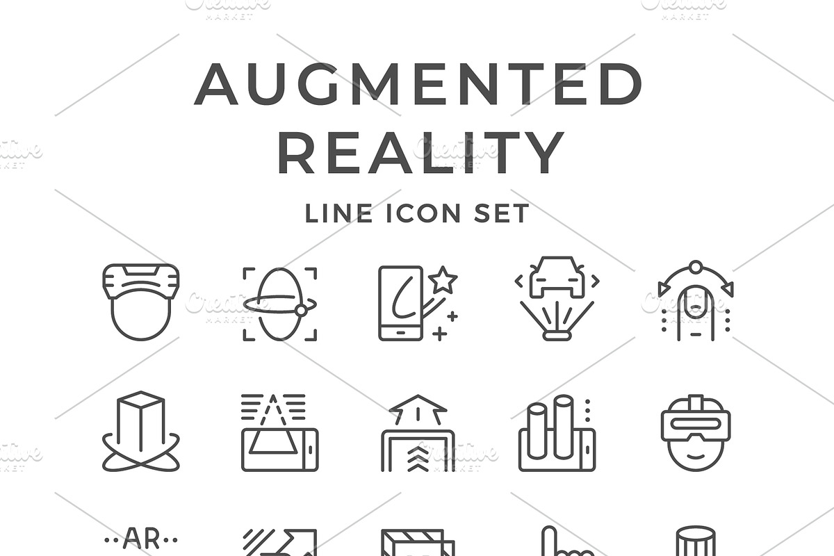 Set line icons of augmented reality, an Outline Icon by motorama (Photo 1 of 2)