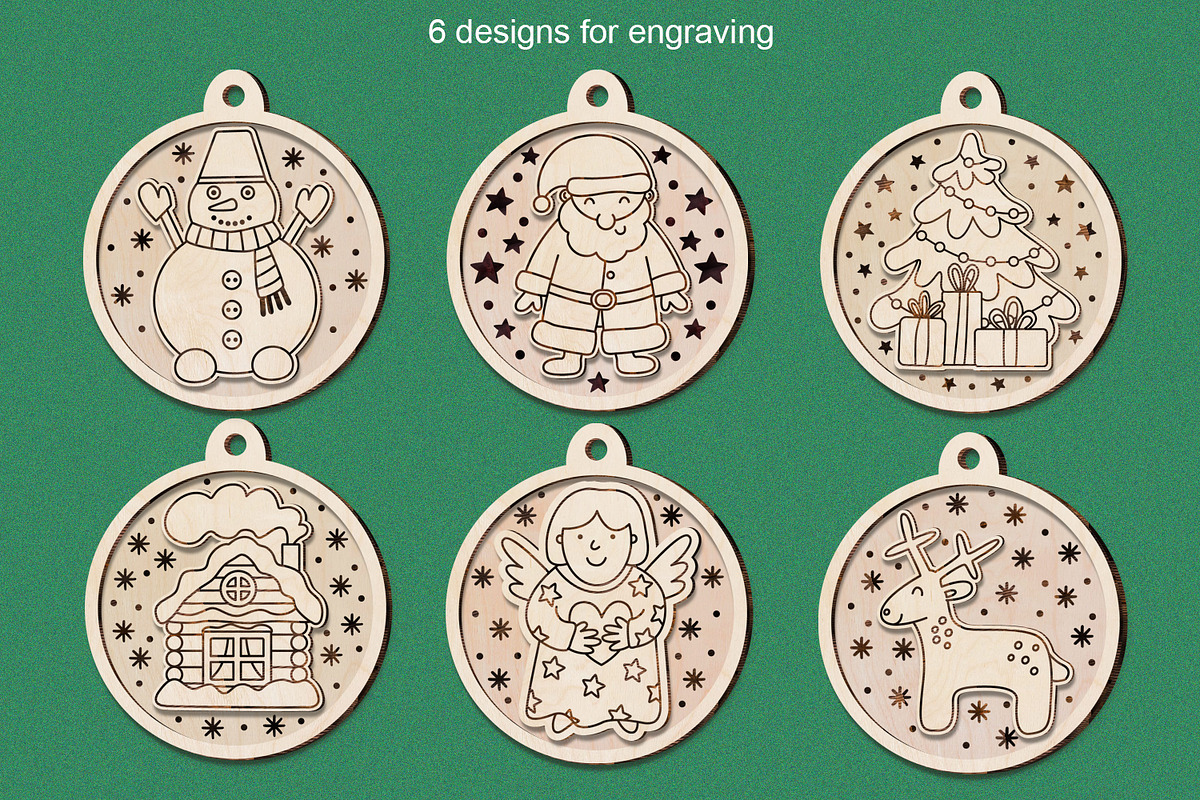 Christmas Ornaments Glowforge Laser, an Object Graphic by Anna Druzhkova (Photo 2 of 9)