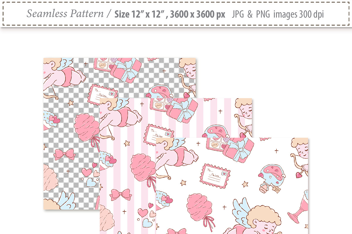 Valentine Cupid Seamless Pattern, a Seasonal Illustration by TitaLivingArt (Photo 5 of 8)
