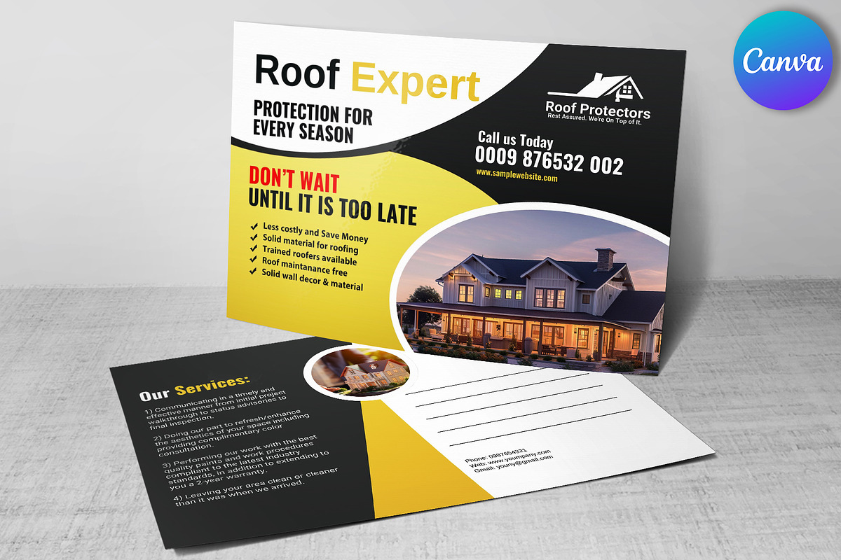 Roof Repairing Service Postcard, a Card Template by Psd Templates (Photo 1 of 3)