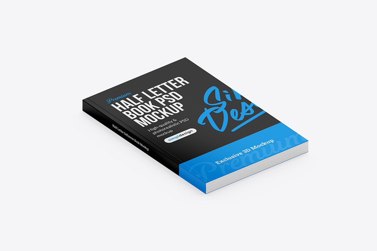 Half Letter Soft Cover Book Mockup, a Books & Magazine Mockup by SimplDesign (Photo 5 of 13)