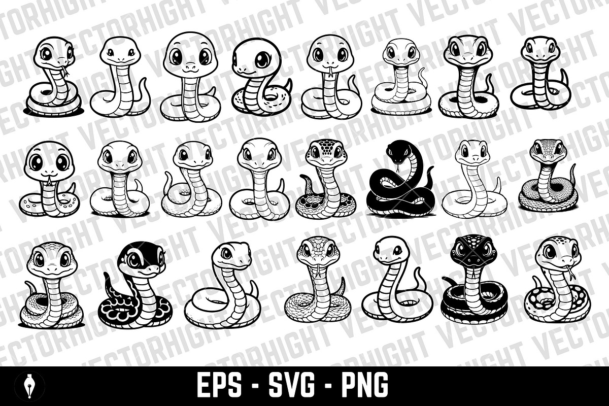 Cute happy friendly cartoon snake, an Animal Illustration by Vectorhight (Photo 1 of 7)